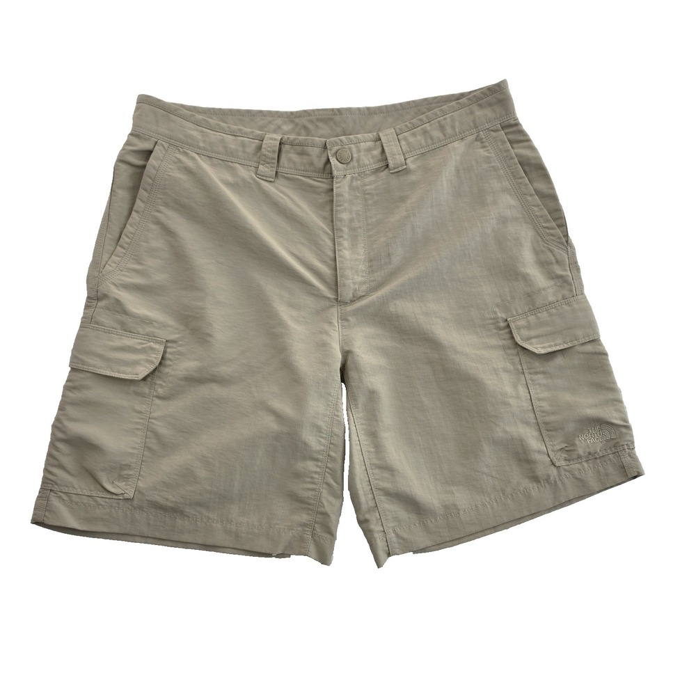 The North Face Cargo Shorts Men's 36 Tan 6 Pockets 1 Zip Pocket 9" Inseam Hiking